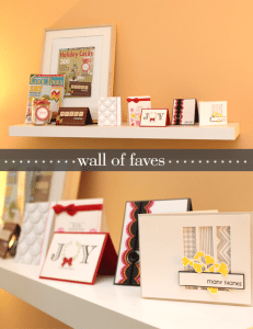 Craft room shelf with cards