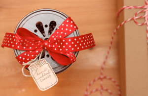 Red Velvet Crinkle Cookies Mason Jar Overhead