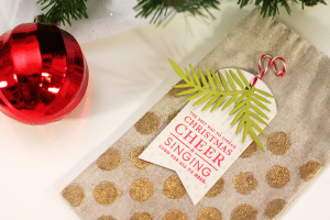Heat Embossed Burlap Bag Stationery Set Tag