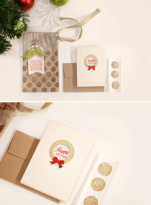 Heat Embossed Burlap Bag Stationery Set Heat Embossed Burlap Bag Stationery Set