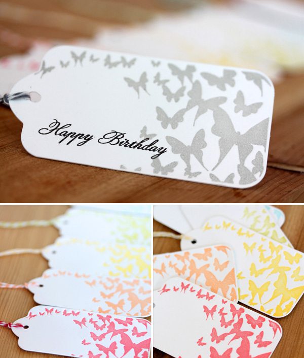 Butterfly Rainbow Letterpress Tags Storyboard | Damask Love