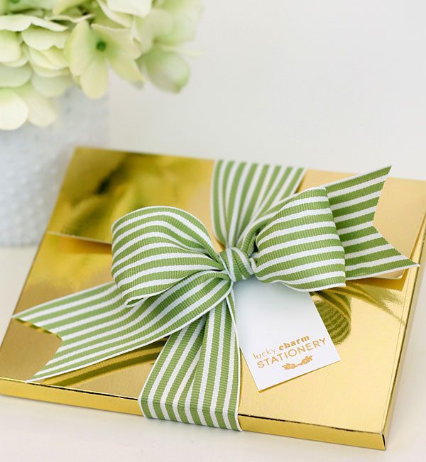 Gold Bow Stationery | Damask Love