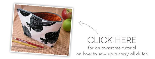 DIY Stamped Oilcloth Carry All Clutch | Damask Love