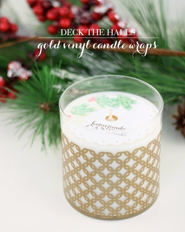 Gold Vinyl Candle Wrap with Cricut Explore | Damask Love