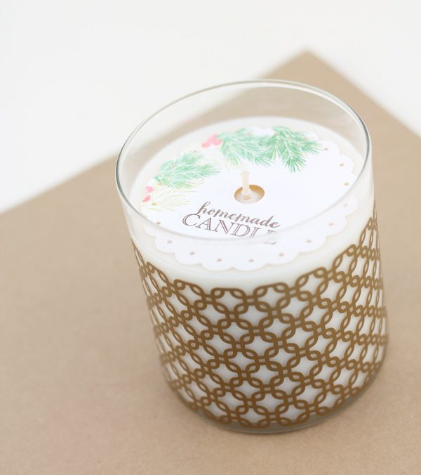 Gold Vinyl Candle Wrap with Cricut Explore | Damask Love