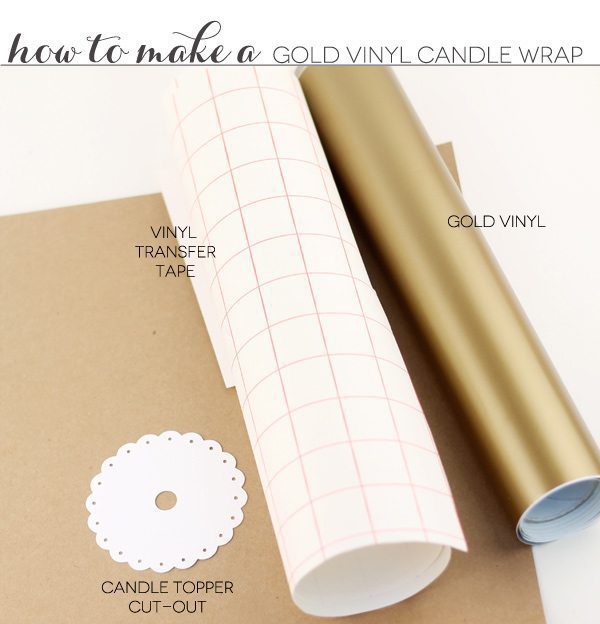 Gold Vinyl Candle Wrap with Cricut Explore | Damask Love