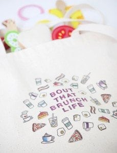 Use a few supplies to create a customized diy stamped canvas tote bag that you can color with fabric markers