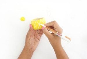 Create DIY Fruity Wooden Bracelet Trinket Boxes with a wooden bracelet and clay to create the perfect desk accessory