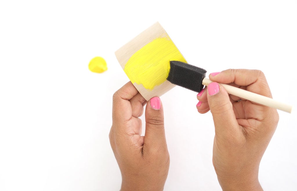 Create DIY Fruity Wooden Bracelet Trinket Boxes with a wooden bracelet and clay to create the perfect desk accessory