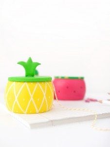 Create DIY Fruity Wooden Bracelet Trinket Boxes with a wooden bracelet and clay to create the perfect desk accessory
