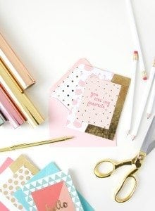 Create your own easy diy foiled stationery that rivals anything you can get at the store. It's quick and uses basic crafting supplies.