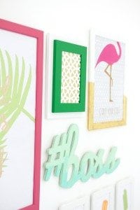 Gallery Walls can be intimidating, which is why I've avoided them until recently. Create your very own colorful Cricut Explore Gallery Wall with just a few cheap frames and some simple craft supplies.
