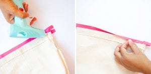 Create a DIY No Sew Clutch with a mini canvas tote bag and just a few adjustment
