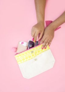 Create a DIY No Sew Clutch with a mini canvas tote bag and just a few adjustment