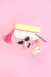 Create a DIY No Sew Clutch with a mini canvas tote bag and just a few adjustment