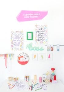 Give a little love to your favorite song lyrics and do some crafting at the same time with these Coloring Song Lyric Posters perfect for the office, kitchen or craft room.