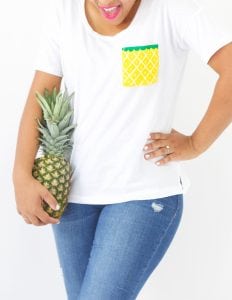Use an Old Navy Tee to create perfect summertime DIY fruit pocket tees.