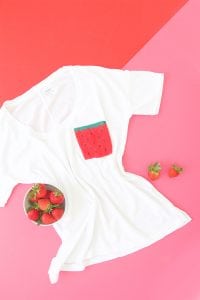 Use an Old Navy Tee to create perfect summertime DIY fruit pocket tees.