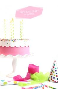 Create your own party out of paper. Use a paper mache box to create a DIY birthday party in a box using simple supplies and fill it up with a few birthday treats