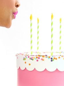 Create your own party out of paper. Use a paper mache box to create a DIY birthday party in a box using simple supplies and fill it up with a few birthday treats