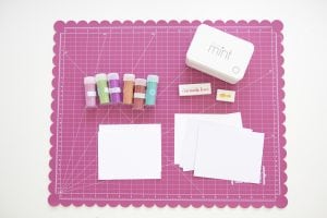 Use your Silhouette Mint to create stamps for your custom stamped glitter edge notecards | damask love