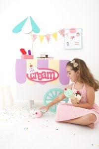 Use your Cricut Explore and a cardboard box to create a child's pretend play ice cream cart