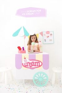 Use your Cricut Explore and a cardboard box to create a child's pretend play ice cream cart