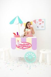 Use your Cricut Explore and a cardboard box to create a child's pretend play ice cream cart