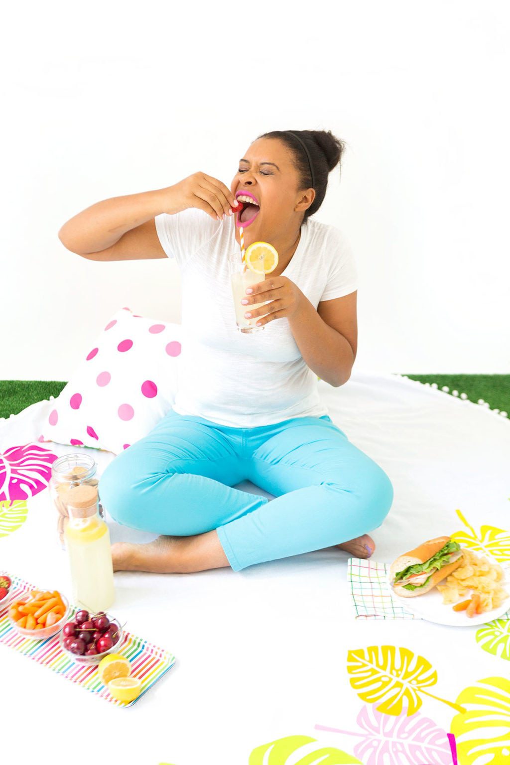 Use your Cricut Explore to create this Cricut Iron-On Picnic Blanket featuring bold colors and on-trend