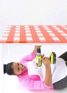 Learn how to paint gingham onto your table top and create the perfect place for hosting indoor picnics year round!