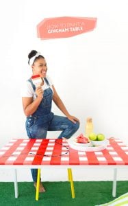 Learn how to paint gingham onto your table top and create the perfect place for hosting indoor picnics year round!