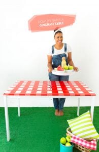 Learn how to paint gingham onto your table top and create the perfect place for hosting indoor picnics year round!