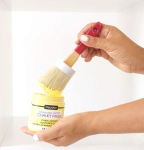 Chalk paint can be modern! Use it to create this Modern Ikea Hack Shelf with DecoArt Chalk Paints. Thick coverage means one coat and quick results!