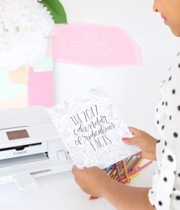 2017 Printable Coloring Calendar | Damask Love