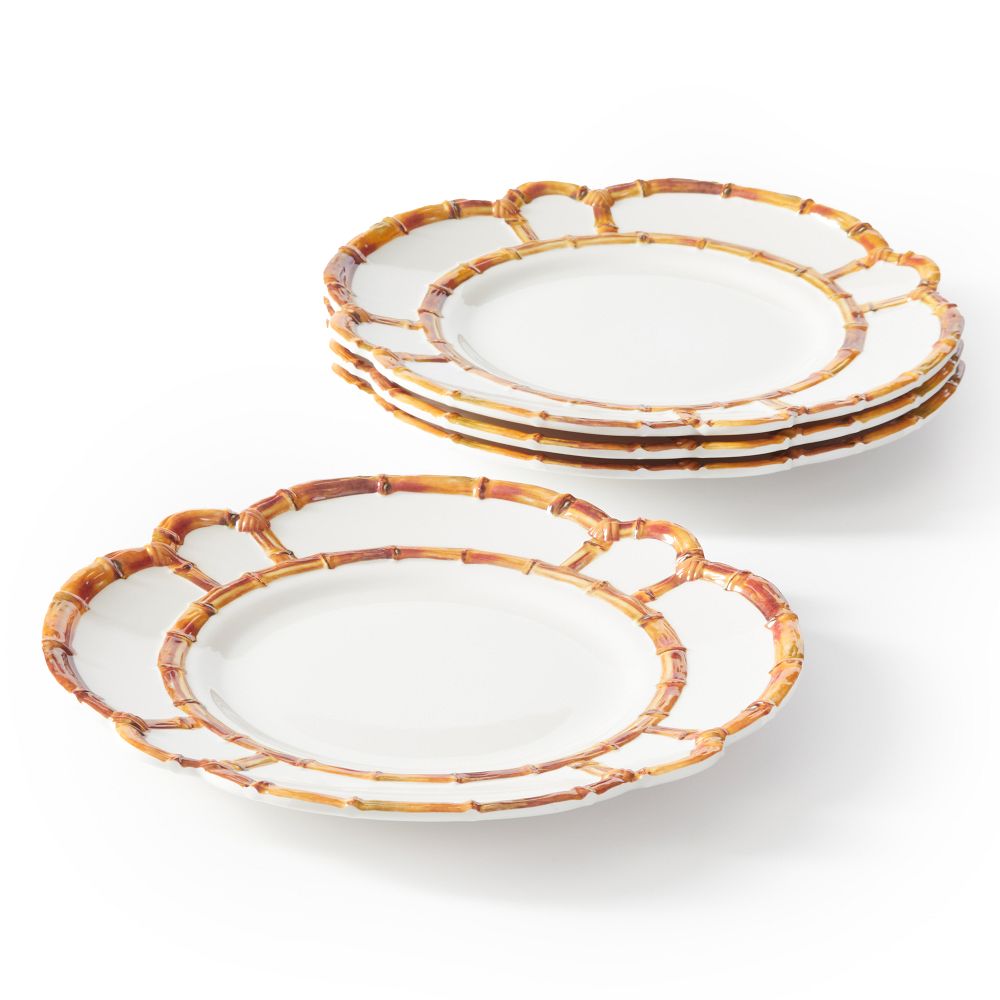 white and bamboo melamine dinner plates
